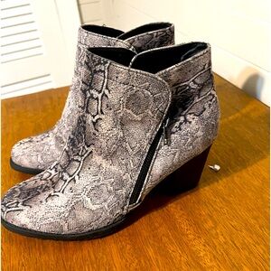 Snakeskin print Pierre Dumas booties. Like new.